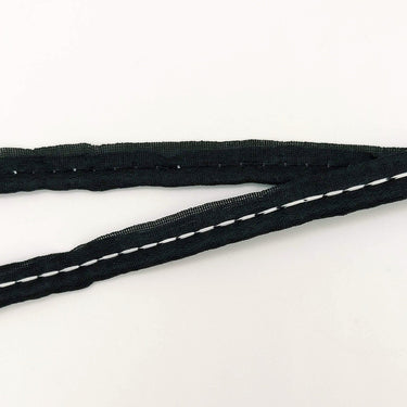 3 Yards, 5mm Flanged Insertion Piping on 10mm Band, Black Fabric Trim